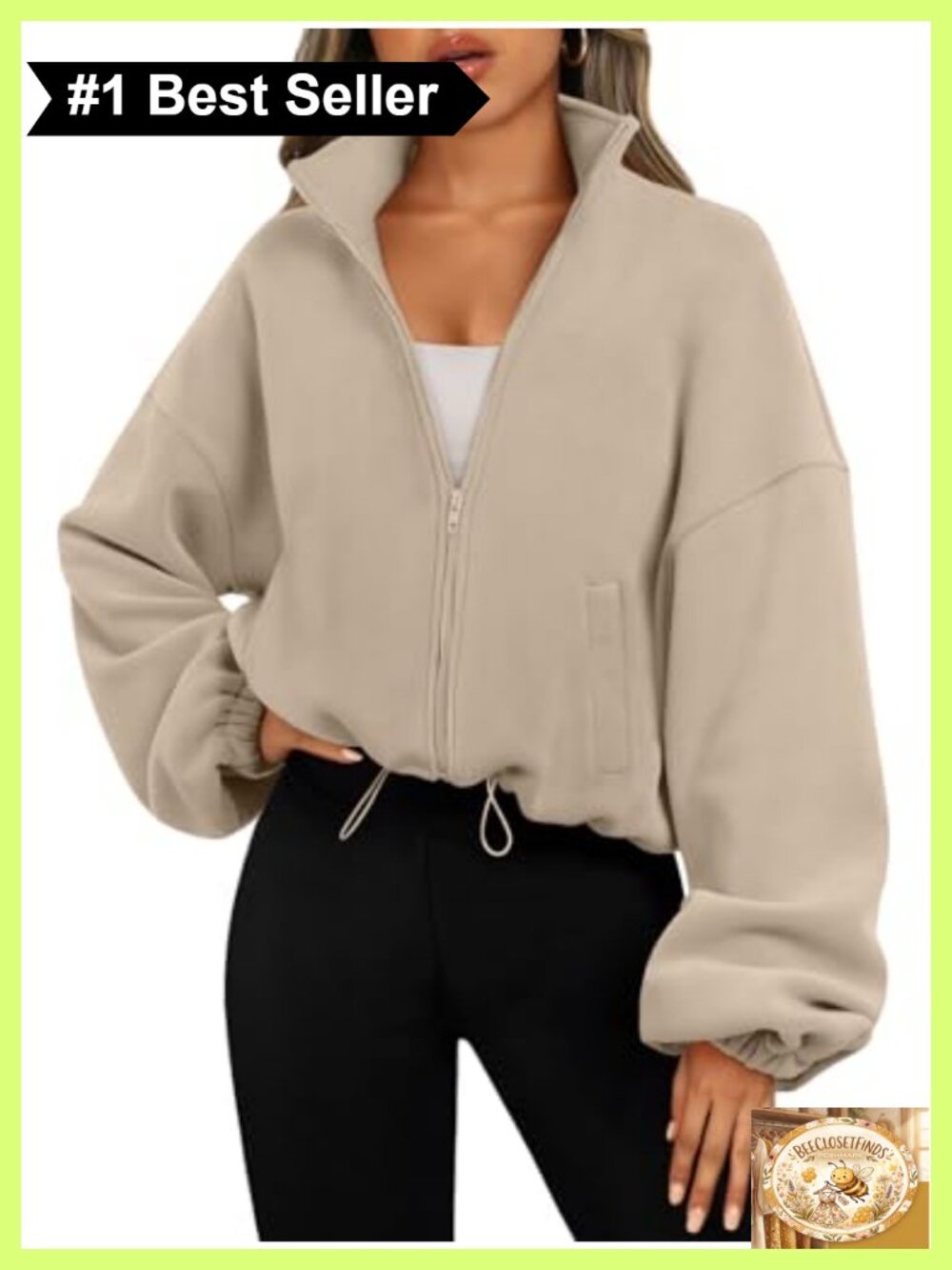 AUTOMET Womens Fleece Jacket Oversized Cropped Zip Up Sweatshirt